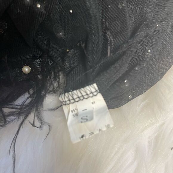 Unbranded Luxury Rhinestones & Pearls Feather Mini dress feather accents Size S - Picture 16 of 16